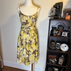 Vintage style Floral Yellow and Brown Dress